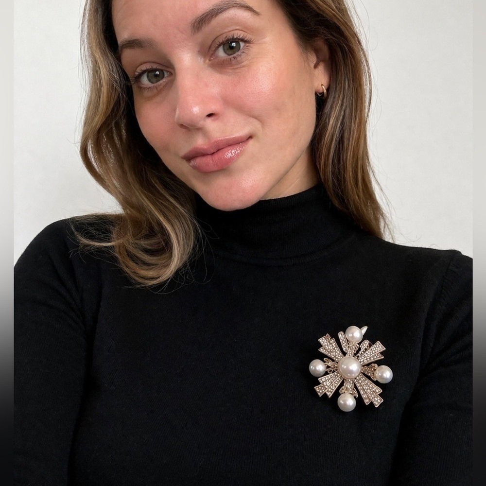 Gold-Tone Pearl‎ & Crystal Starburst Brooch - Women's Jewelry